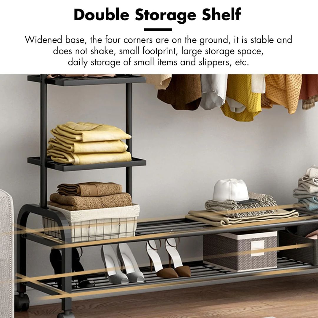 Heavy Duty Garment Rack, Metal Cloth Organizer, Movable Cloth Display Stand