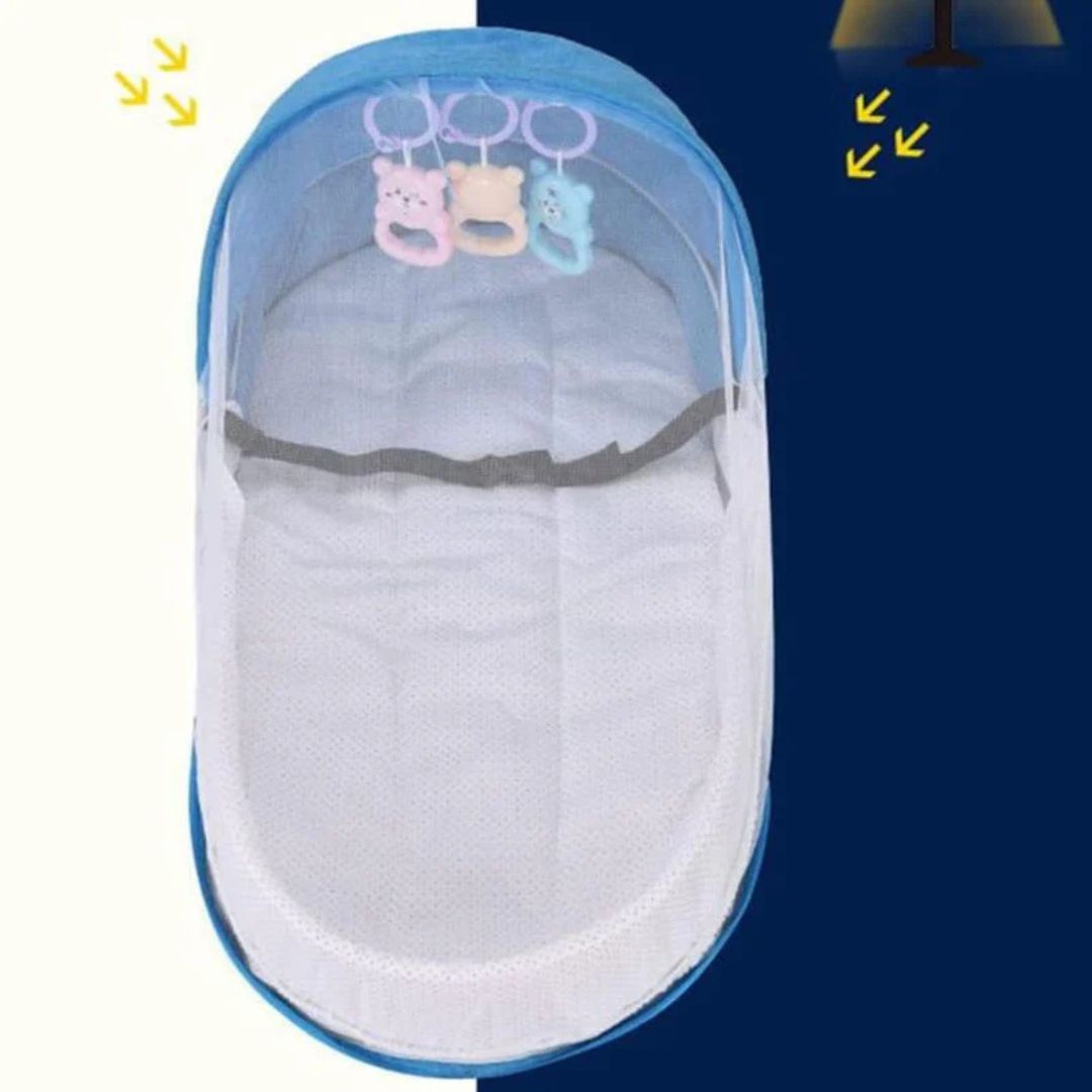 Portable Baby Bed, Folding Newborn Crib Lounger with Mosquito Net, Baby Travel Cot Bed