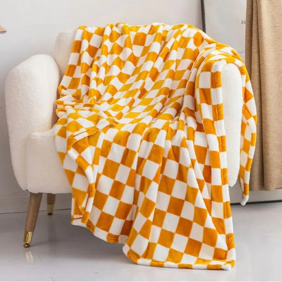 Ultra Soft Flannel Fleece Blanket, Grid Pattern Throw Blanket