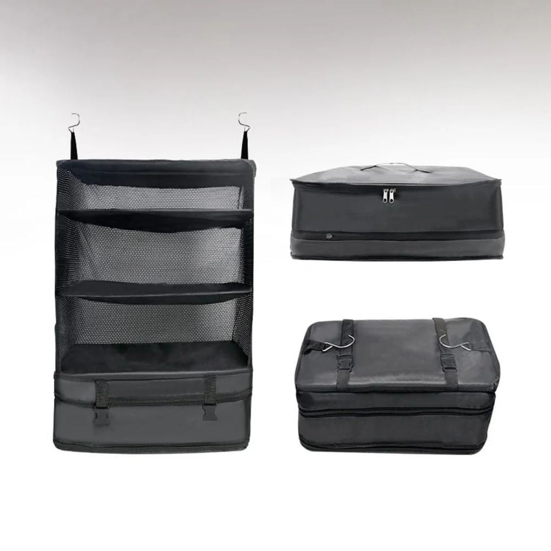 Hanging Travel Shelf Organizer, Luggage Packing Cube Bag, Collapsible Garment Storage Organizer