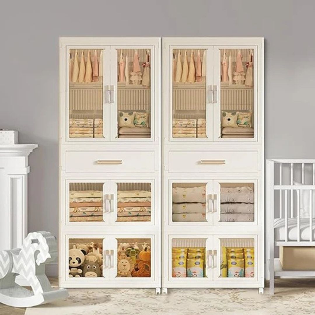 Foldable Wardrobe Cabinet - Clothes Storage Organizer Closet with Hanging Rod