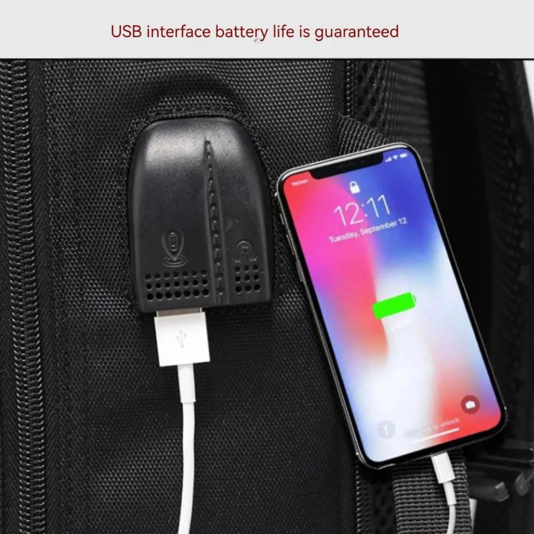 حقيبة ظهر للسفر بسعة كبيرة، حقيبة مقاومة للماء للجنسين مع شحن USB للرياضات الخارجية والرحلات والتخييم