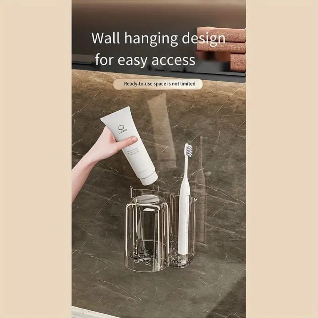 حامل فرشاة أسنان مثبت على الحائط، منظم فرشاة أسنان ومعجون أسنان للحمام