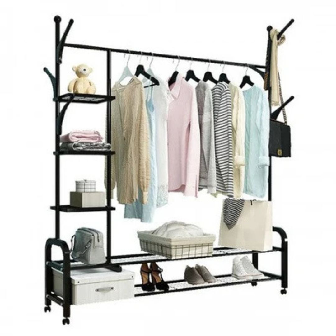 Heavy Duty Garment Rack, Metal Cloth Organizer, Movable Cloth Display Stand