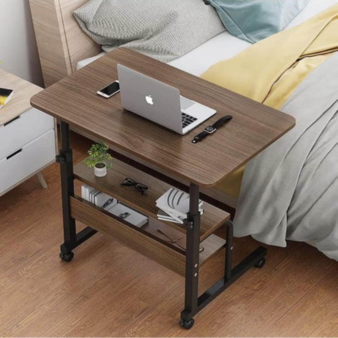 Adjustable Laptop Computer Desk with Bottom Shelf, Overbed Portable Student Laptop Table