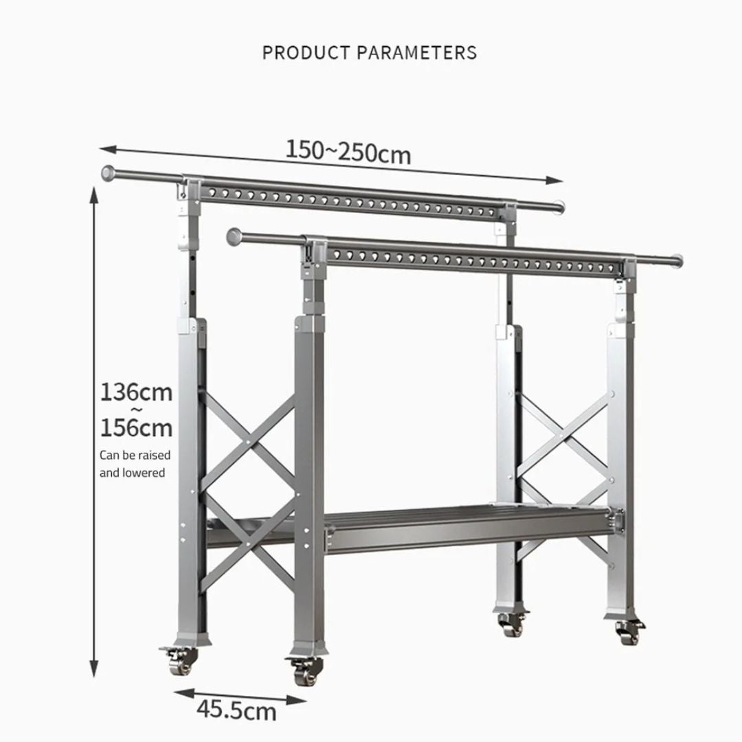 Double Rod Cloth Drying Stand, Movable Garment Display Stand For Home