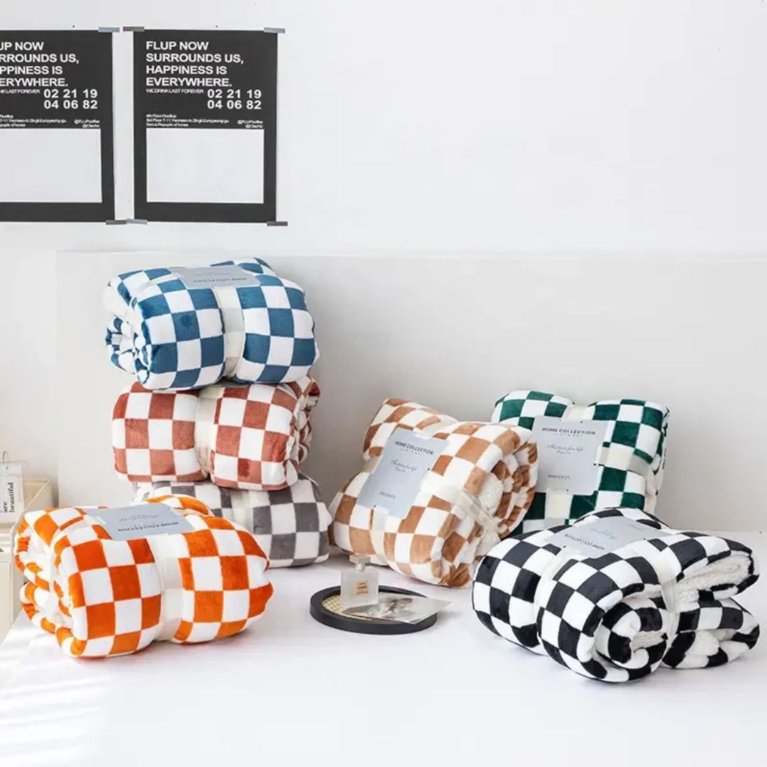 Ultra Soft Flannel Fleece Blanket, Grid Pattern Throw Blanket
