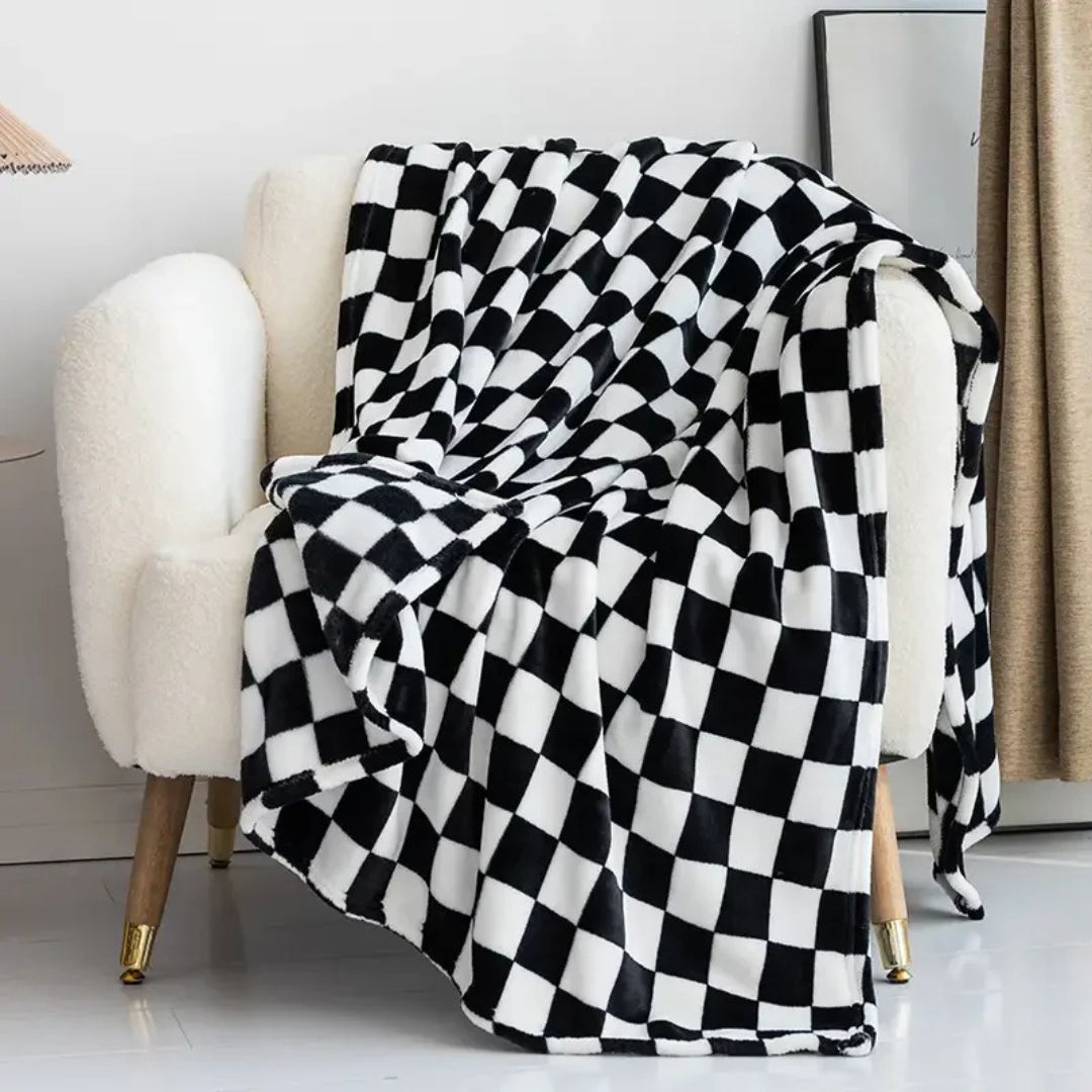 Ultra Soft Flannel Fleece Blanket, Grid Pattern Throw Blanket