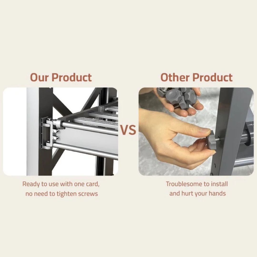 Double Rod Cloth Drying Stand, Movable Garment Display Stand For Home