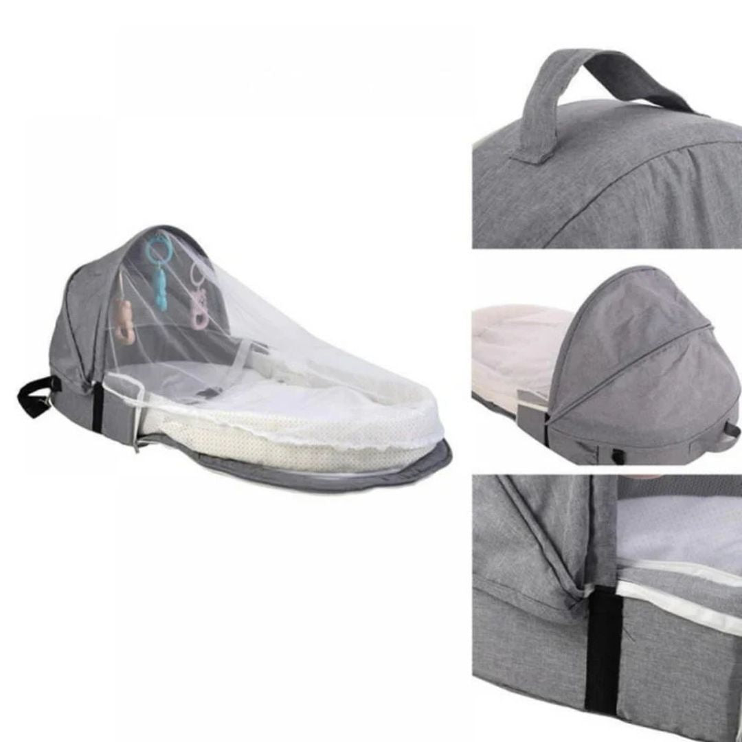 Portable Baby Bed, Folding Newborn Crib Lounger with Mosquito Net, Baby Travel Cot Bed
