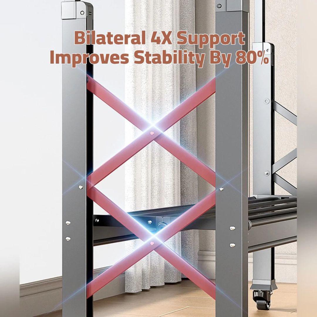 Double Rod Cloth Drying Stand, Movable Garment Display Stand For Home