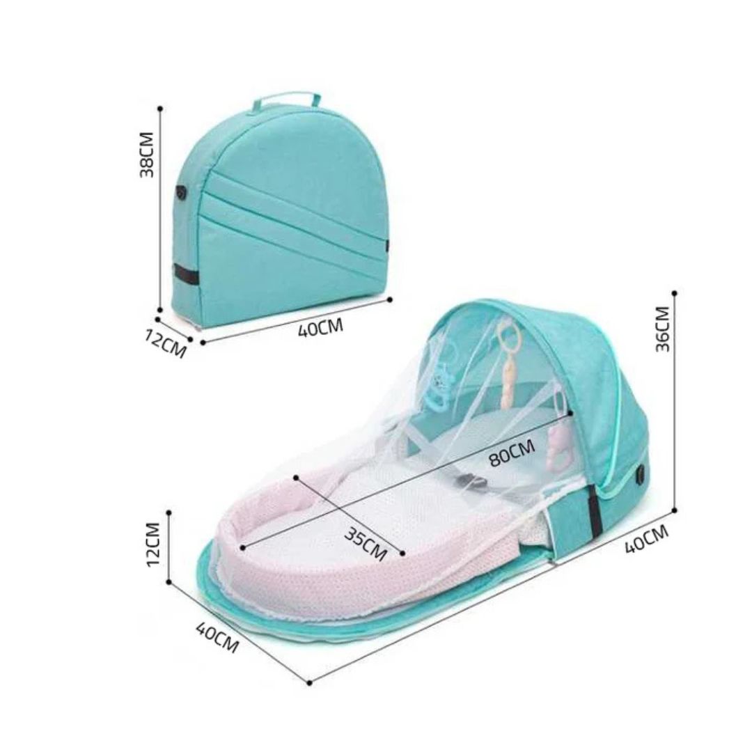 Portable Baby Bed, Folding Newborn Crib Lounger with Mosquito Net, Baby Travel Cot Bed