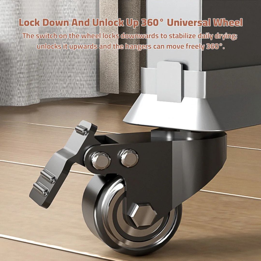 Double Rod Cloth Drying Stand, Movable Garment Display Stand For Home