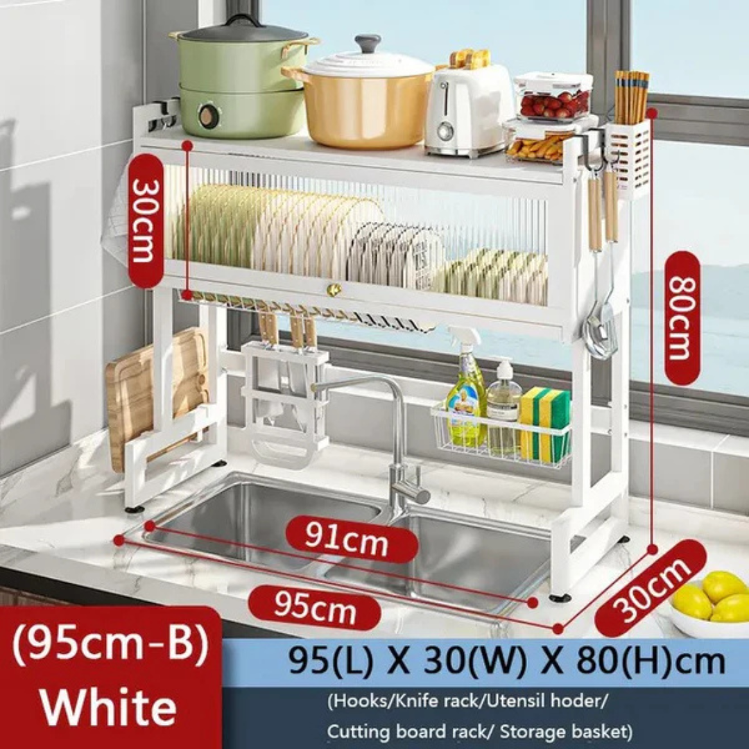 Rust-Resistant Sink Dish Drying Rack - Kitchen Over Sink Storage Organizer Shelf
