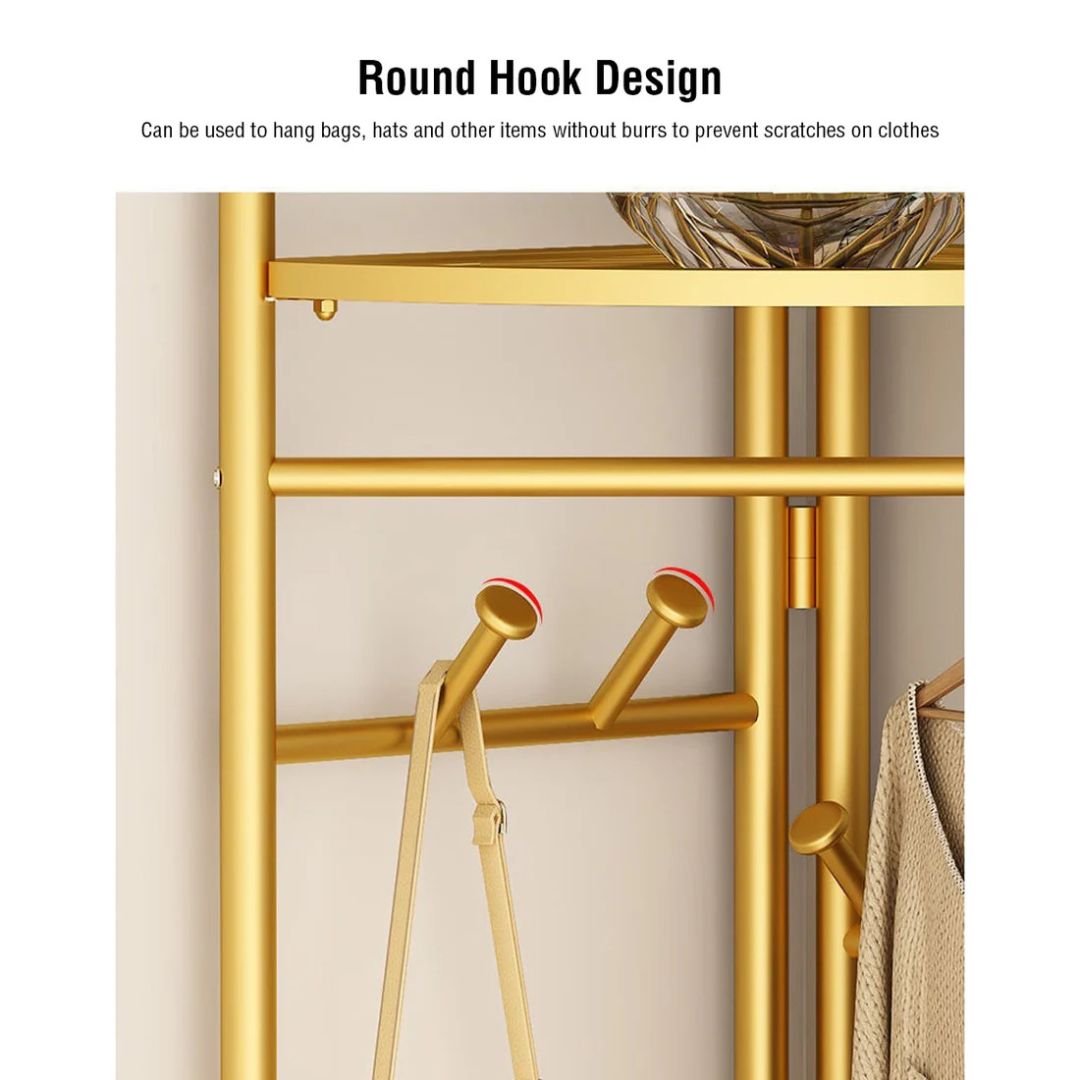 Garment Clothing Rack with Bottom Storage- Multi-purpose Cloth Hanger for Hand-bags, Hats, Scarf and Storage for Shoes