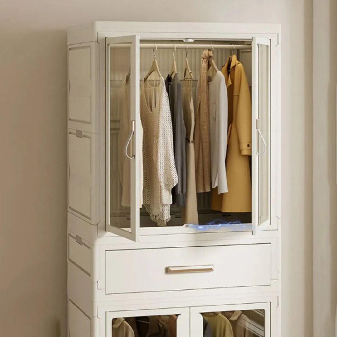 Foldable Wardrobe Cabinet - Clothes Storage Organizer Closet with Hanging Rod
