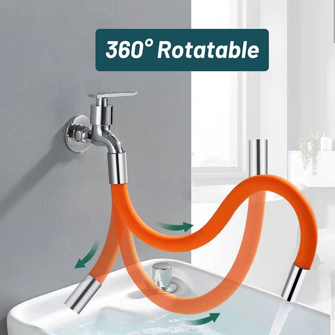 أنبوب تمديد صنبور مرن بزاوية 360 درجة، ملحق صنبور (50 سم) مع حشية مانعة للتسرب وموصل ملولب