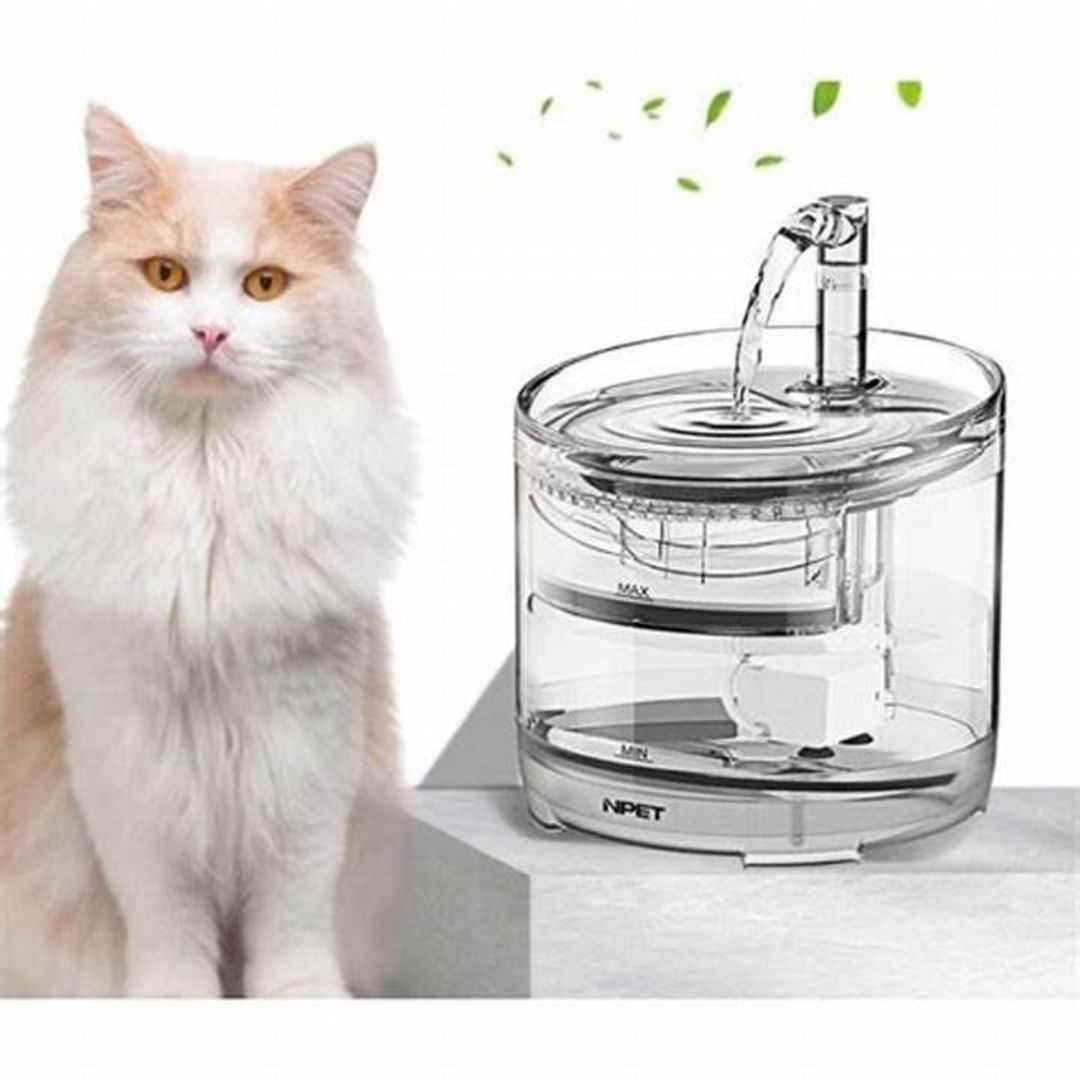 Automatic Pet Drinking Dispenser with USB Charging, Silent Adjustable Water Pump, Includes 1 Filter Replacement, Plastic, for Indoor Cats and Kittens
