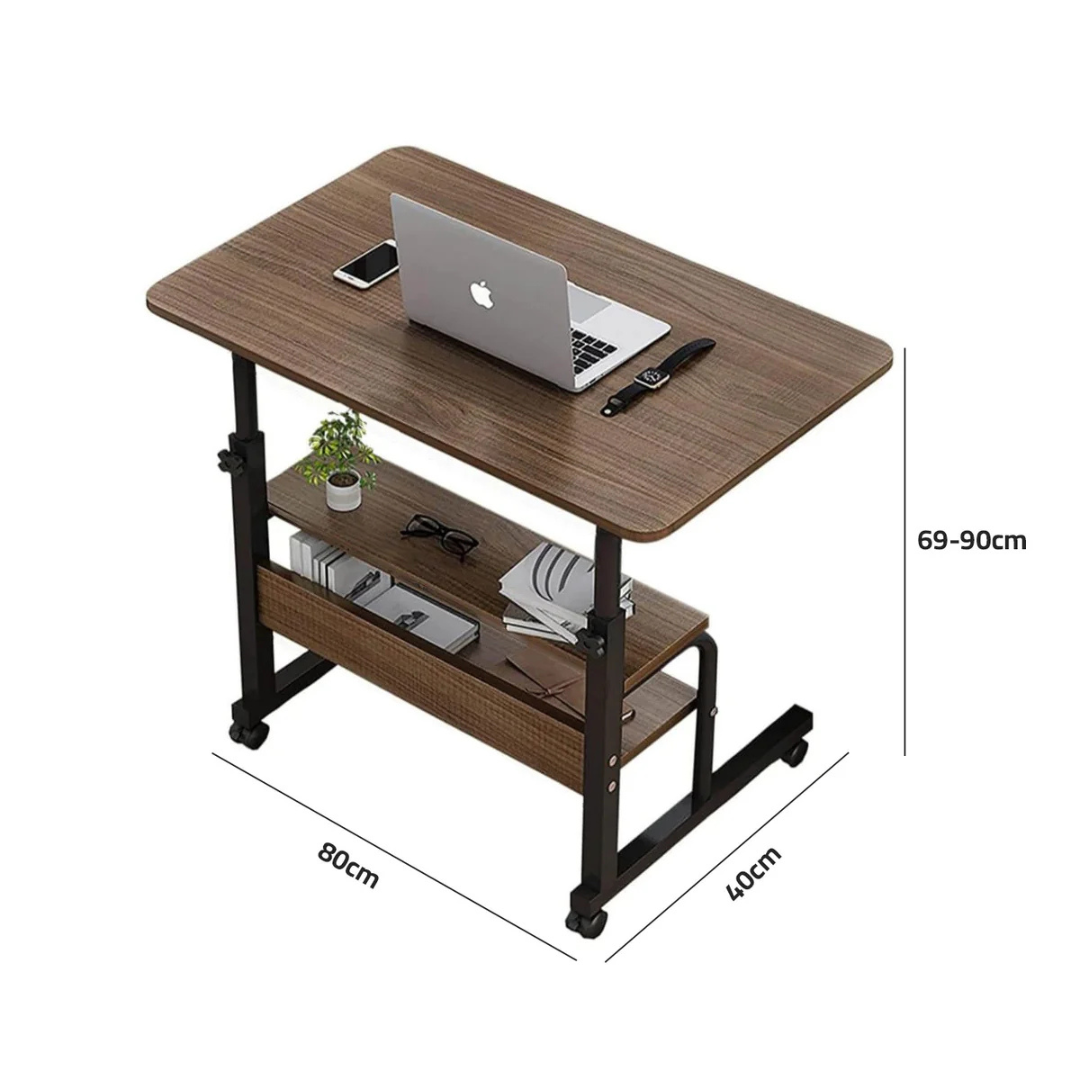 Adjustable Laptop Computer Desk with Bottom Shelf, Overbed Portable Student Laptop Table