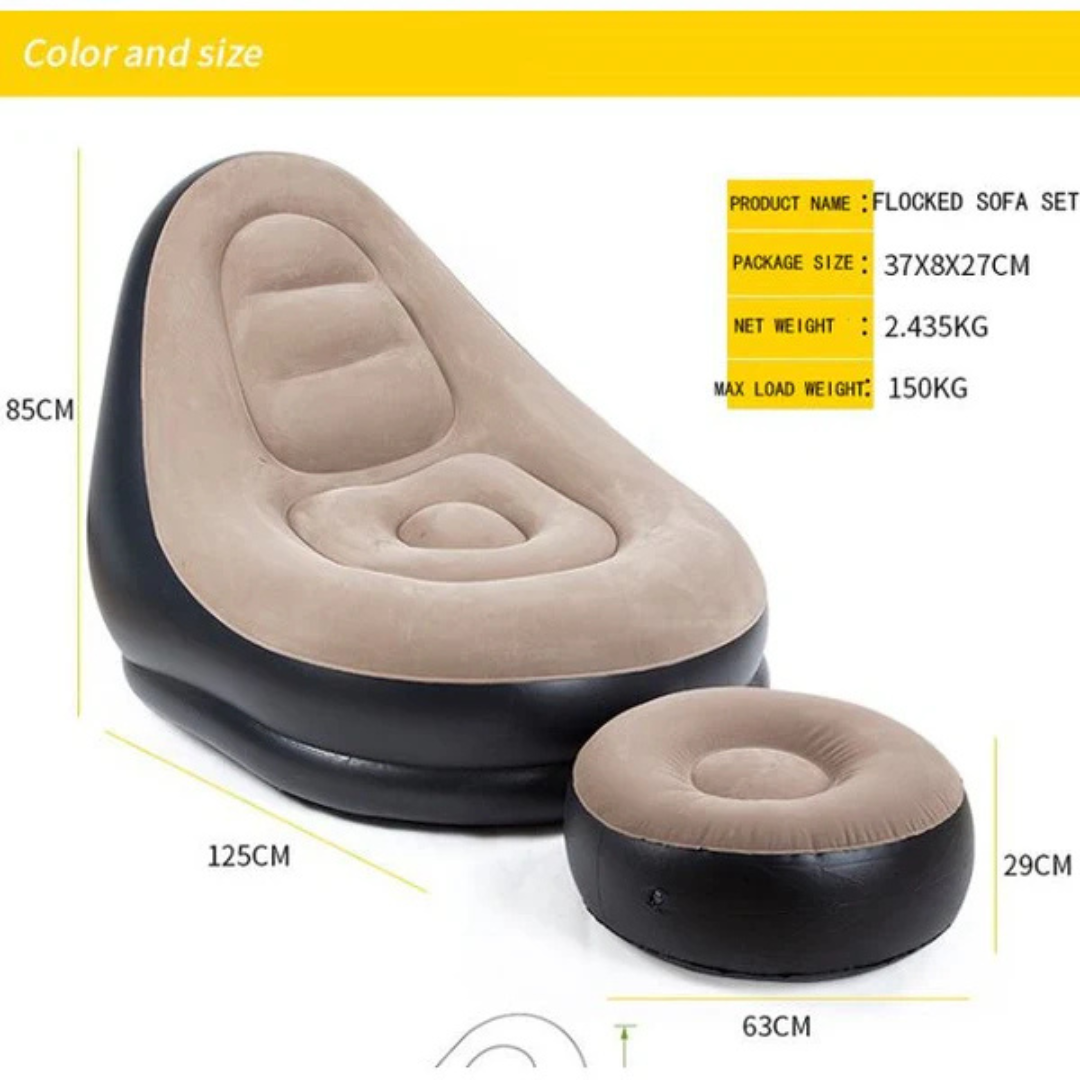 Inflatable Air Filling Premium Lounge Sofa Chair with Footrest