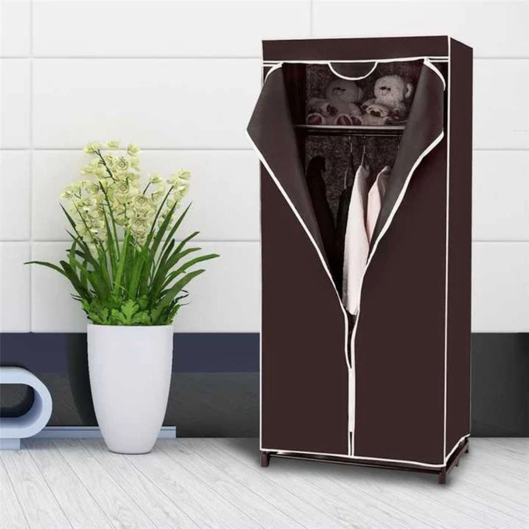 Freestanding Wardrobe - Portable Closet Shelf Storage with Dress Hanging Rack