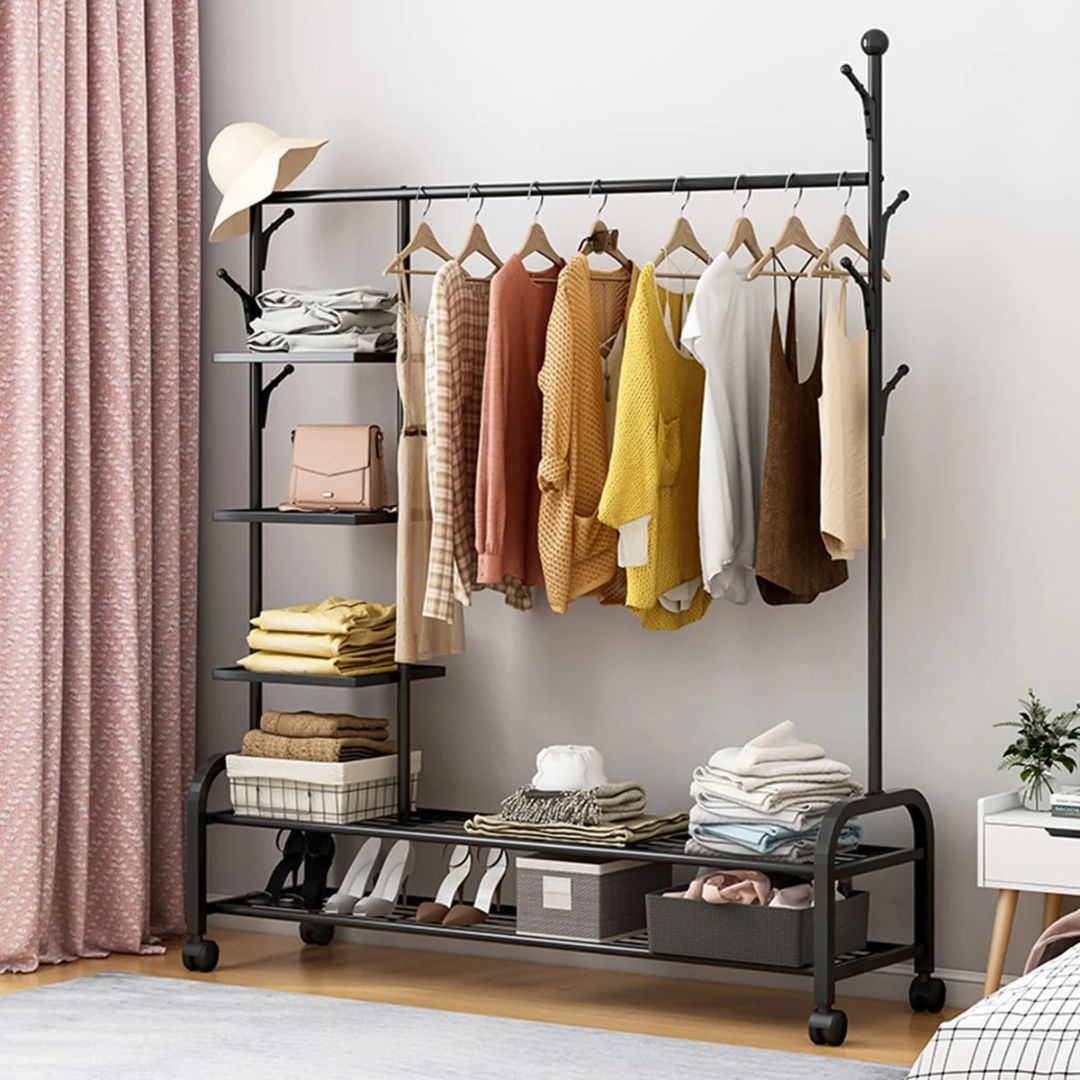 Heavy Duty Garment Rack, Metal Cloth Organizer, Movable Cloth Display Stand