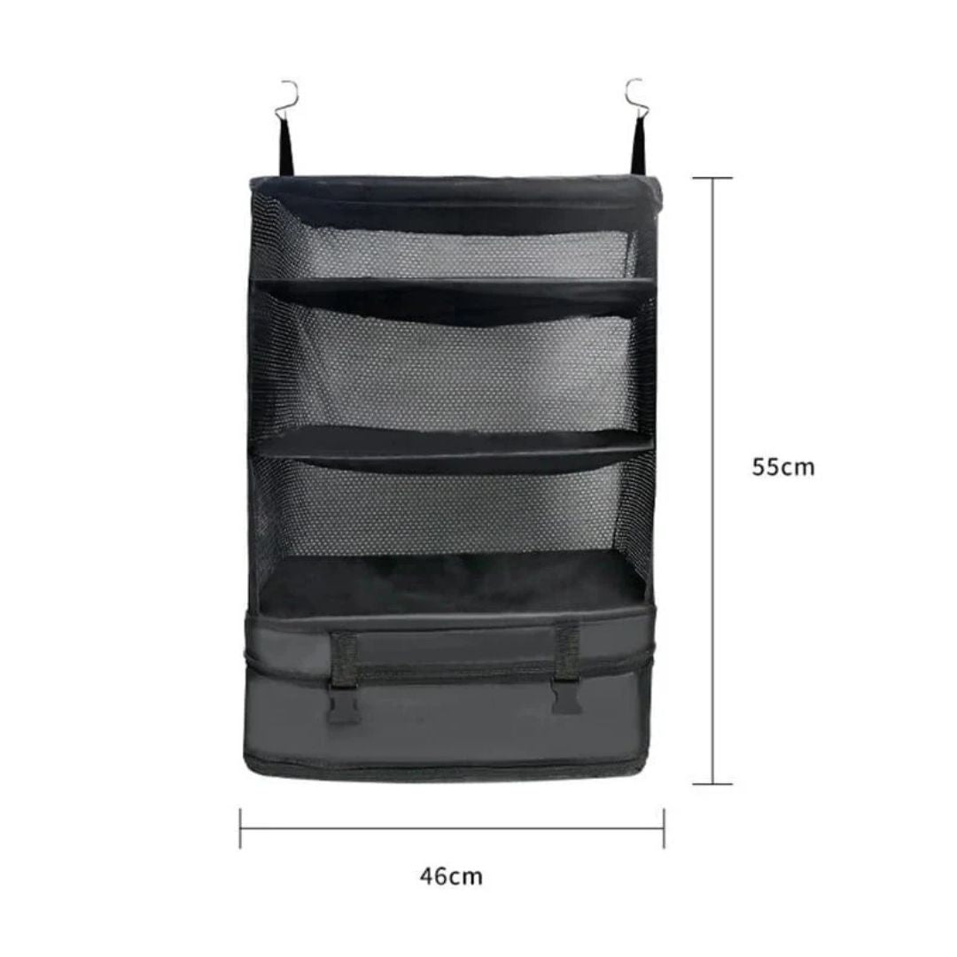 Hanging Travel Shelf Organizer, Luggage Packing Cube Bag, Collapsible Garment Storage Organizer