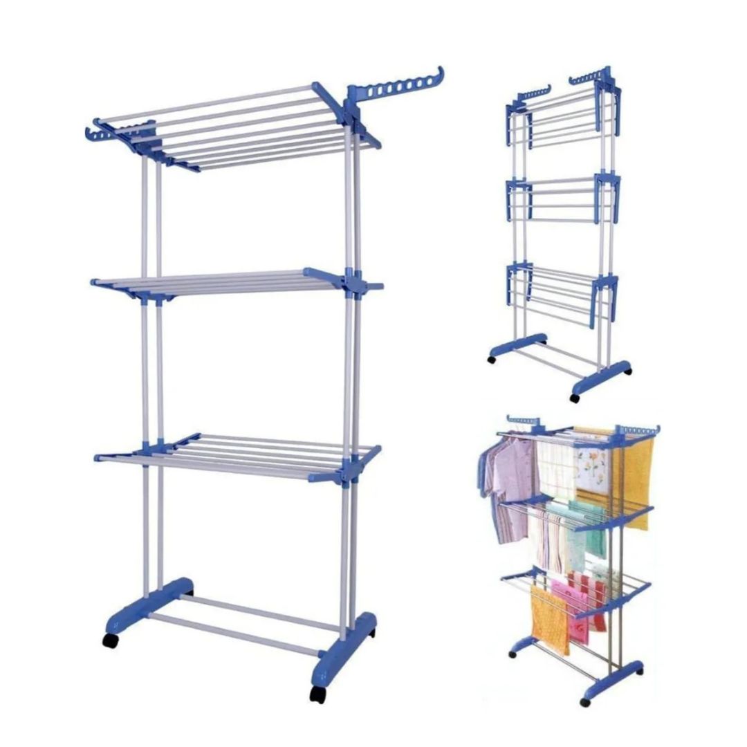 Folding 3 Layer Cloth Drying Rack Stand, Laundry Hanger Stand Indoor, Outdoor