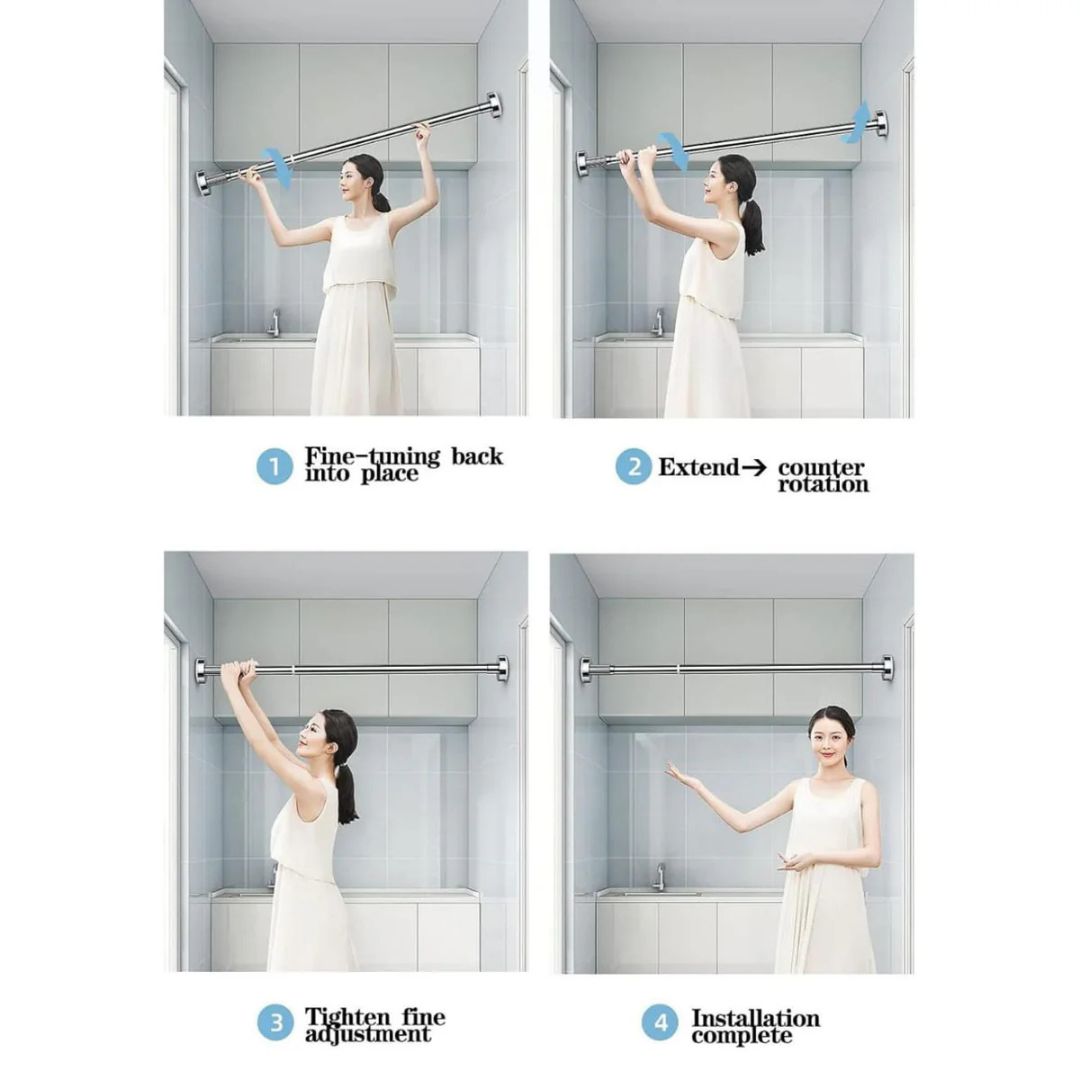 Wall Mounted Retractable Cloth Hanger Stand, Telescopic Cloth Drying Rod