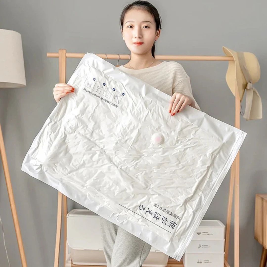 Space Saving Vacuum Seal Bags, Clothes Storage Compressed Reusable Organizer Bags