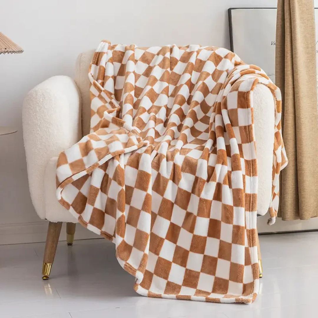 Ultra Soft Flannel Fleece Blanket, Grid Pattern Throw Blanket