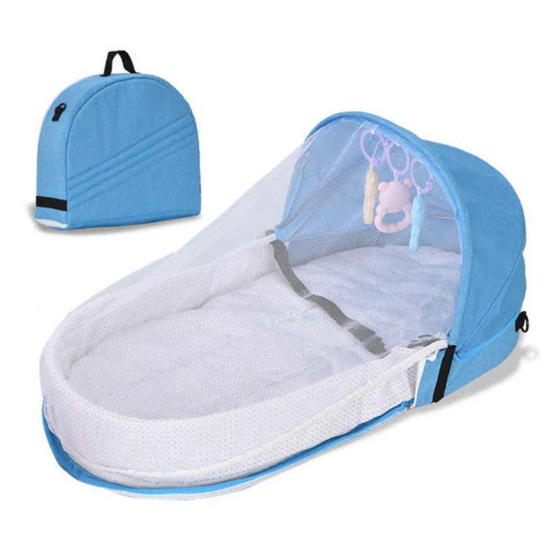 Portable Baby Bed, Folding Newborn Crib Lounger with Mosquito Net, Baby Travel Cot Bed