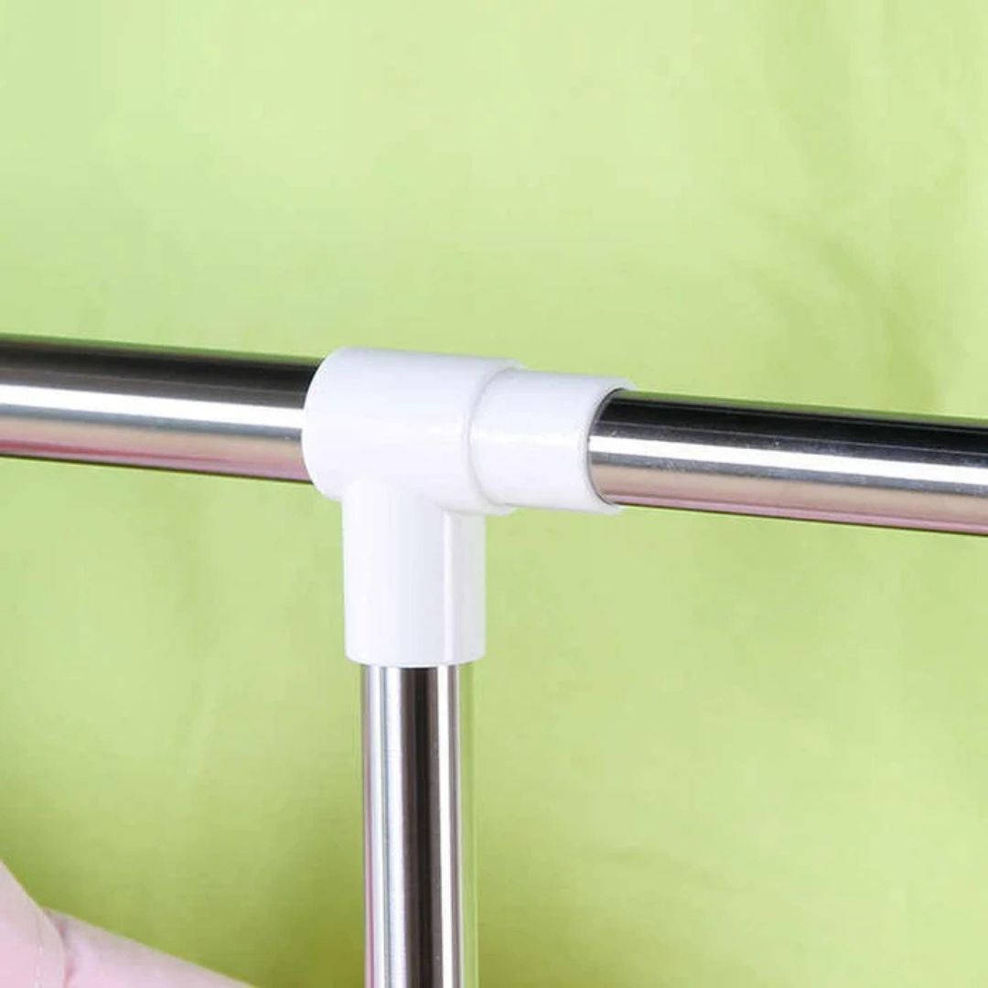 Double Rods Clothes Drying Stand, Garment Rack with Wheels Height Adjustable Hanger