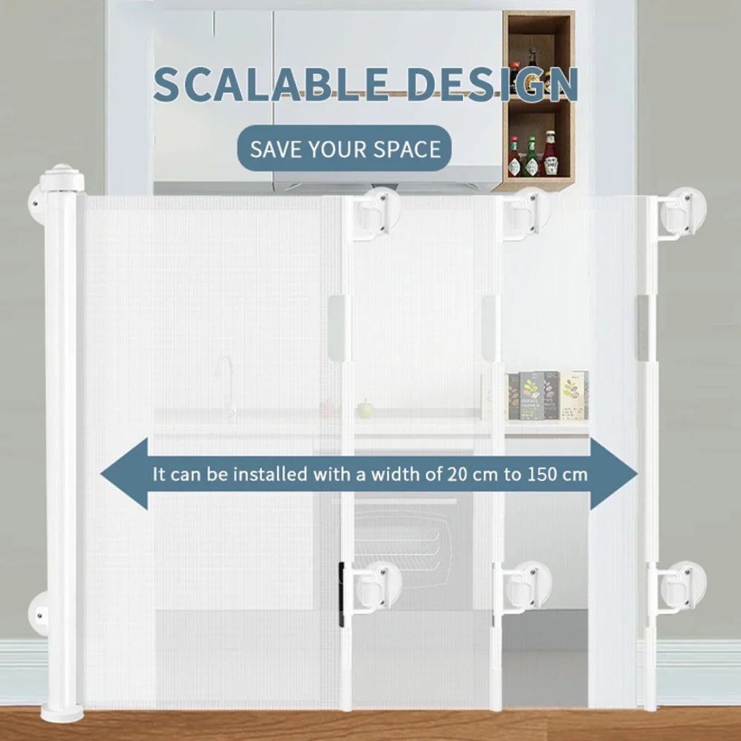 Retractable Baby and Pet Safety Gate - Ideal for Stairs, Corridors, Doors, Indoors, and Outdoors
