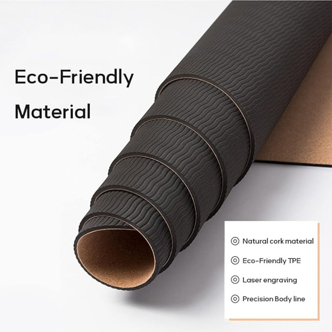 Gymnastics Mat Yoga Mat Waterproof and Anti-Slip Natural Cork TPE Non-Toxic and Odor-Less Yoga Mats Great for Exercise Everyday at Home Or Gym,Pattern 1,183 61CM