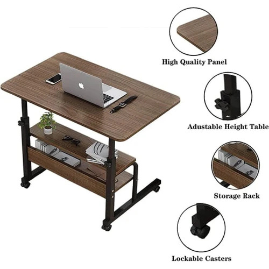 Adjustable Laptop Computer Desk with Bottom Shelf, Overbed Portable Student Laptop Table