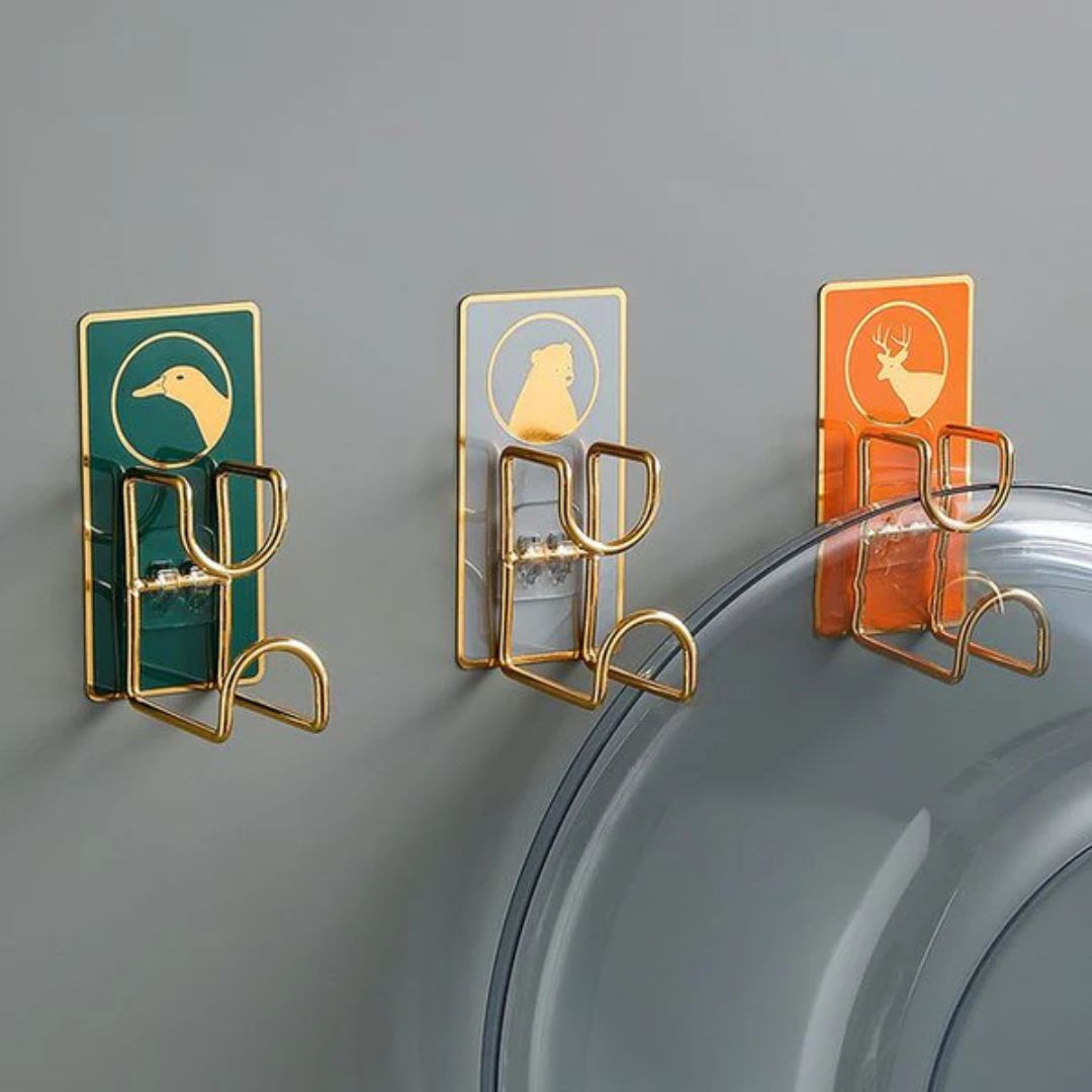 خطاف حائط للحمام، خطاف حوض غسيل بدون ثقب، بتصميم كرتوني