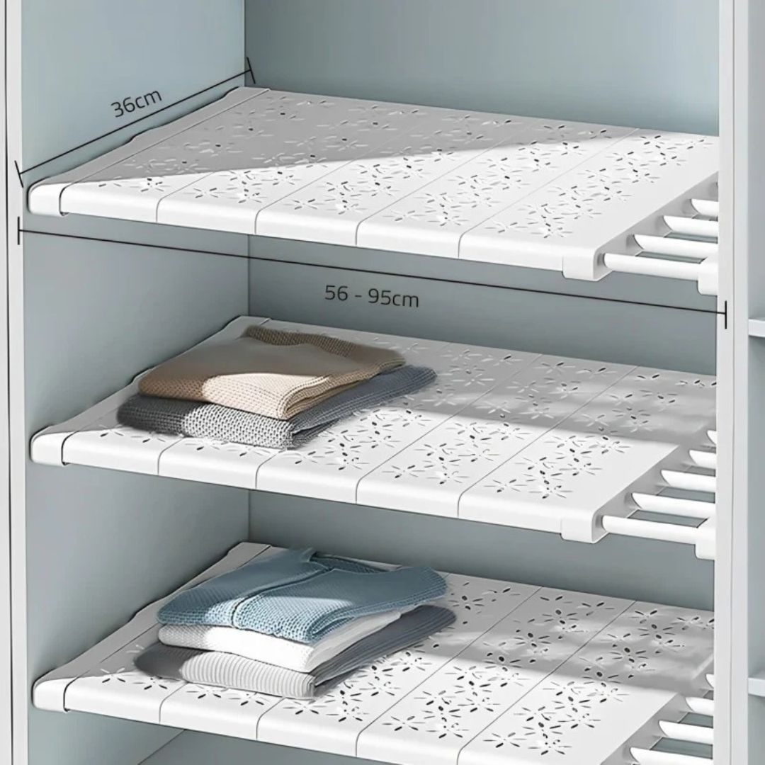 Expandable Closet Tension Shelf Divider - Adjustable Compartment Layered Partition