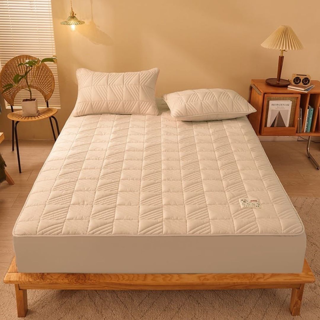 100% Cotton Fitted Size Soft Flat Mattress Bed Sheet with 2 Pillow Case