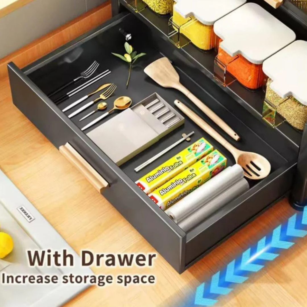 Kitchen Countertop Spice Rack, Kitchen Shelf Storage Organizer Cabinet