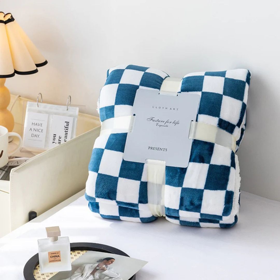 Ultra Soft Flannel Fleece Blanket, Grid Pattern Throw Blanket