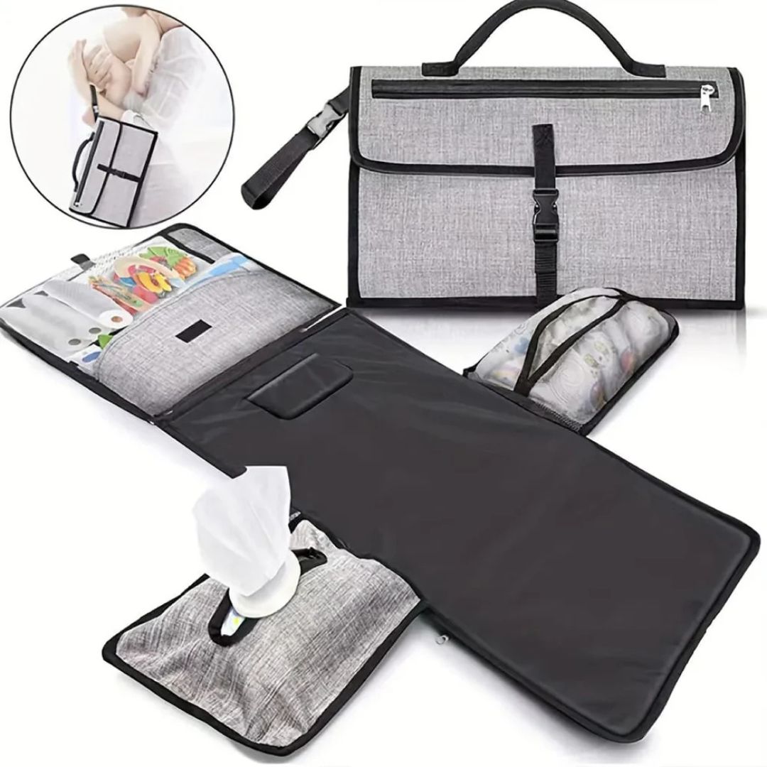 Portable Diaper Changing Travel Mat Bag, Large Capacity Baby Nursing Bag, Baby Diaper Bag