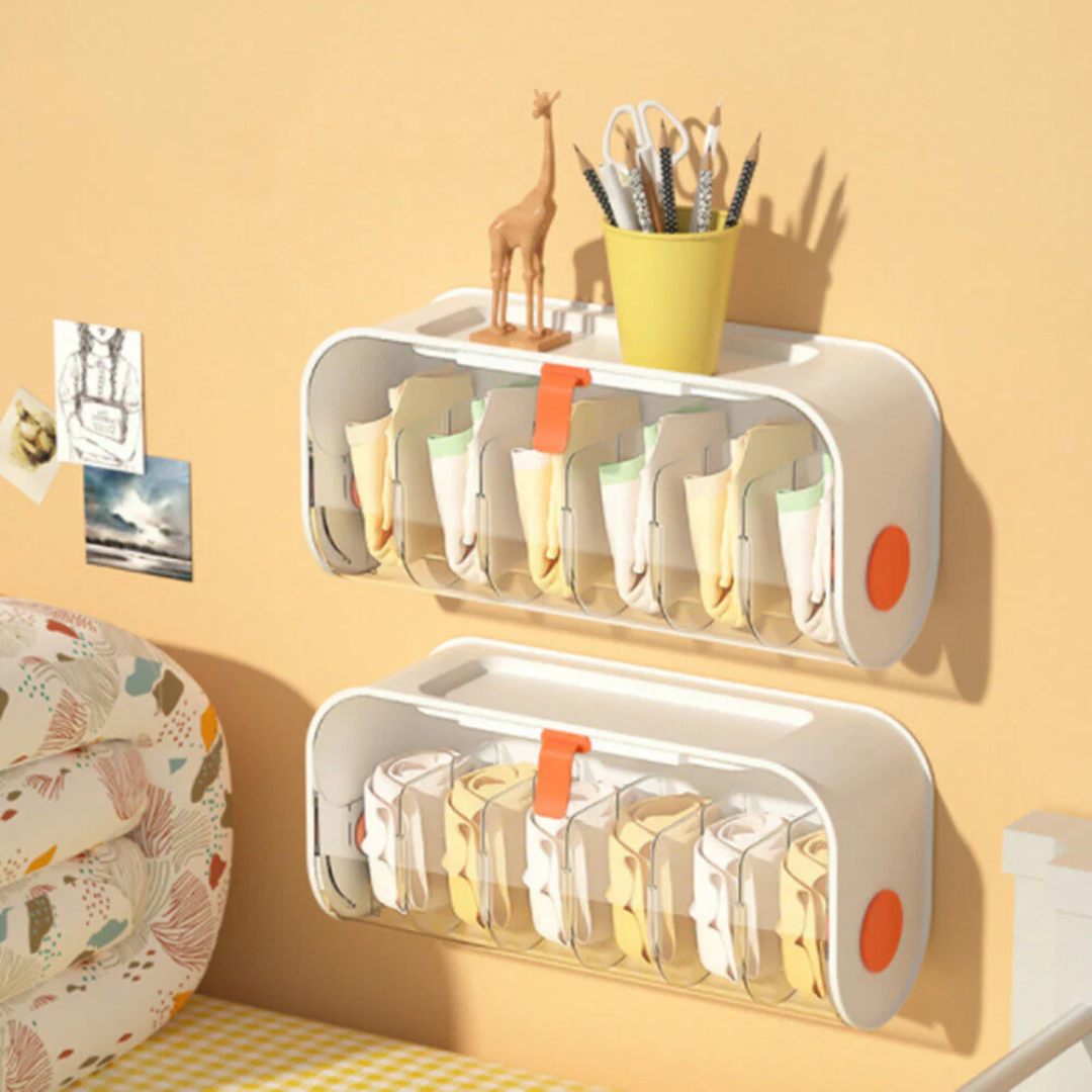 Wall Mounted Underwear Storage Box, 6 Cells Adjustable Socks Panties Storage Drawer Organizer