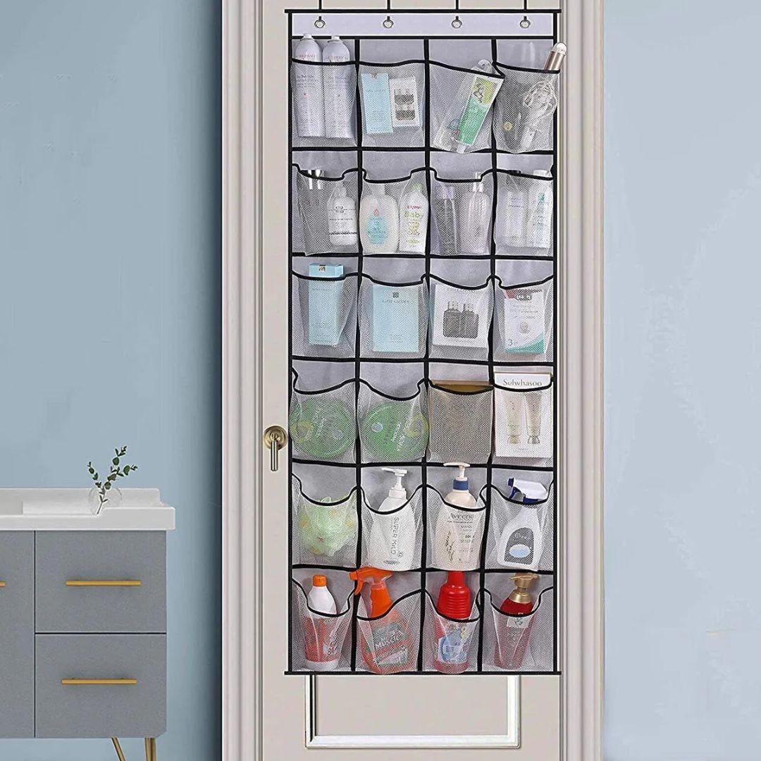 Over the Door Shoe Holder Rack - 28 Pocket Closet Organizer, Hanging Storage Hanger for Slippers, Toys, Clothes