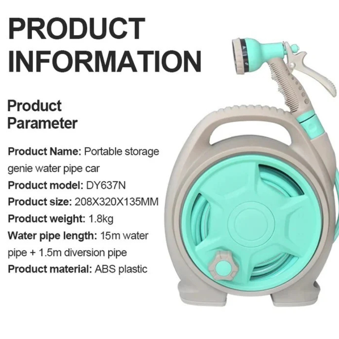 Portable Retractable Garden Pipe Hose Reel Cart with Water Spray Gun Set