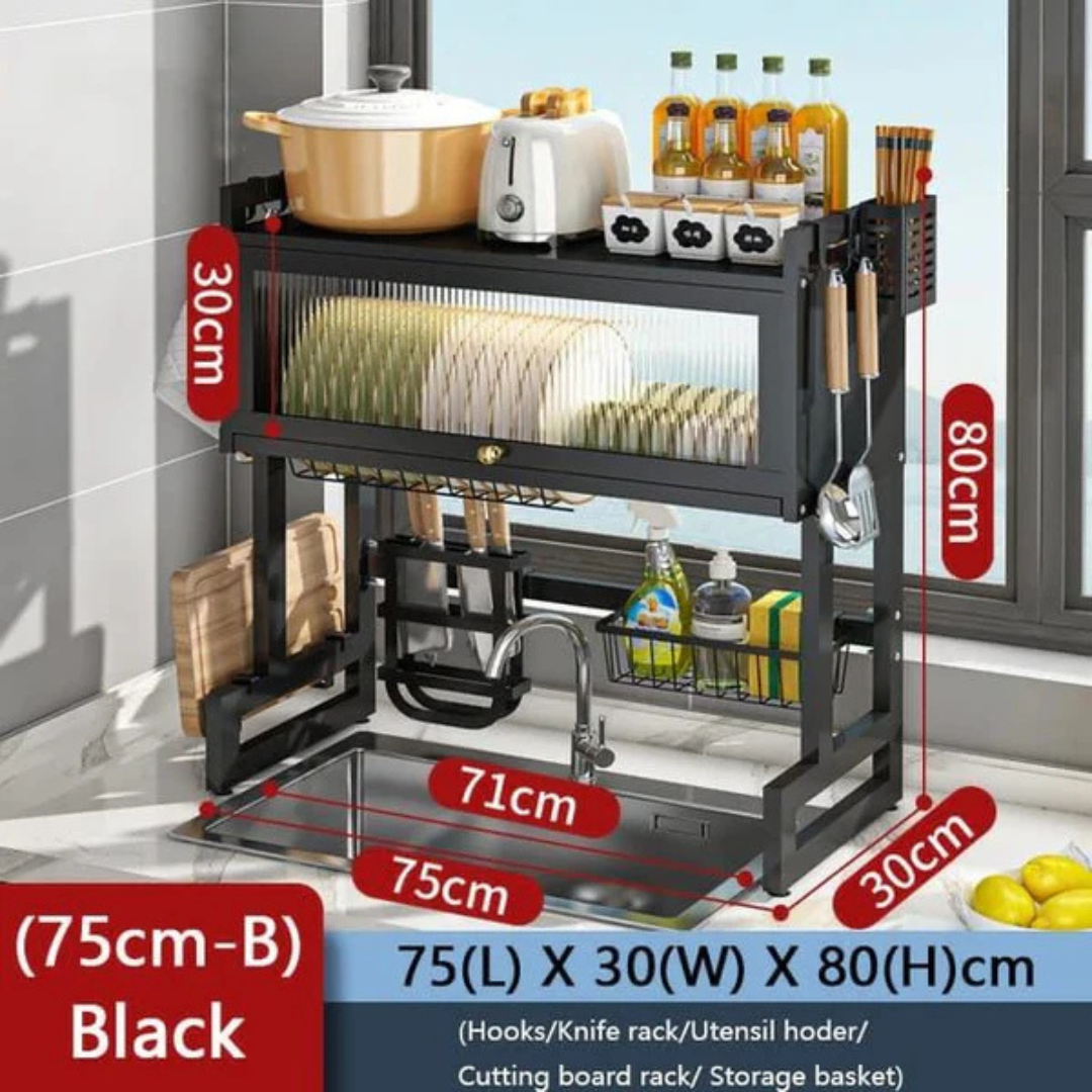 Rust-Resistant Sink Dish Drying Rack - Kitchen Over Sink Storage Organizer Shelf
