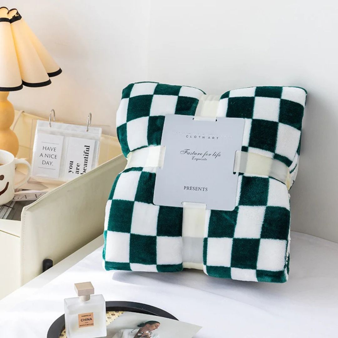 Ultra Soft Flannel Fleece Blanket, Grid Pattern Throw Blanket
