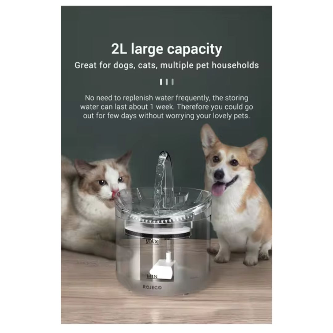 Automatic Pet Drinking Dispenser with USB Charging, Silent Adjustable Water Pump, Includes 1 Filter Replacement, Plastic, for Indoor Cats and Kittens