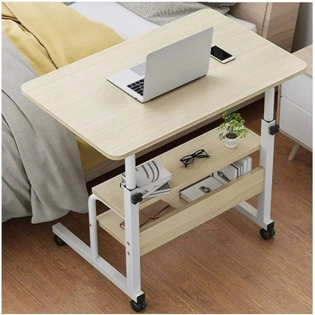 Adjustable Laptop Computer Desk with Bottom Shelf, Overbed Portable Student Laptop Table