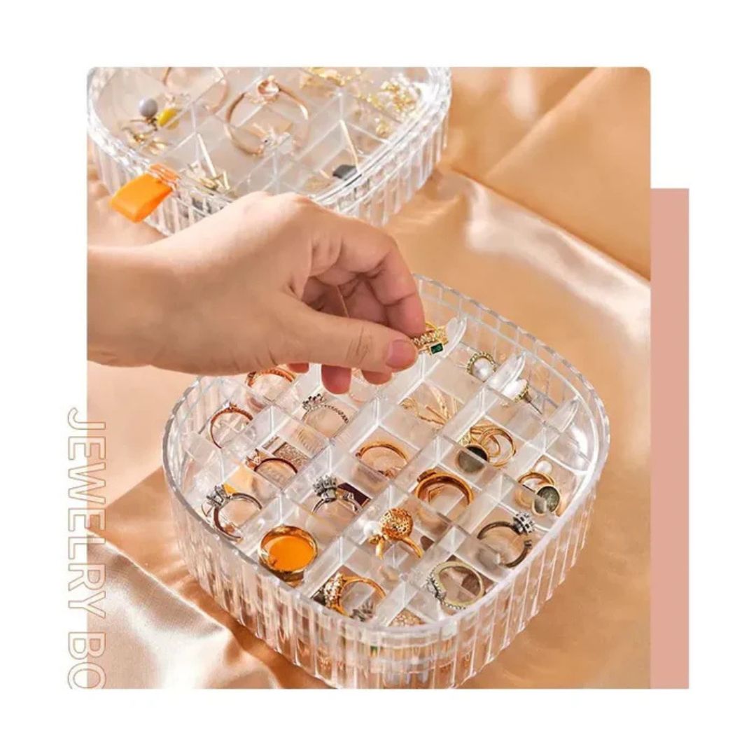 صندوق تخزين مستحضرات التجميل / المجوهرات مع غطاء وحاوية حامل الأقراط